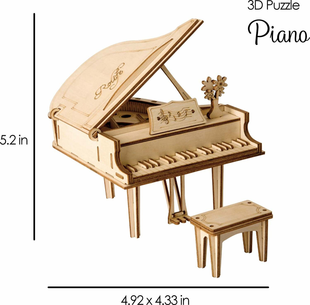 3D Modern Wooden Puzzle - Piano