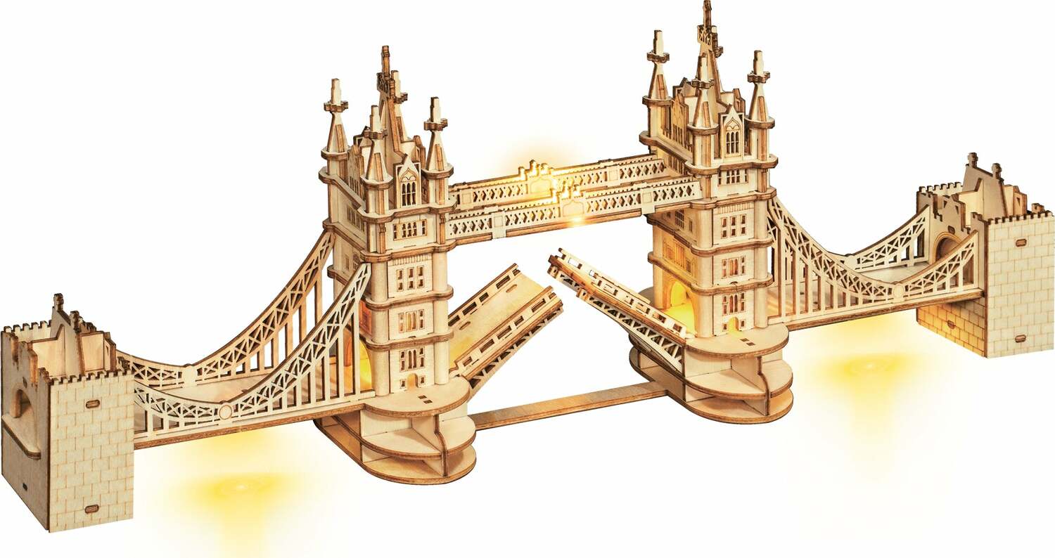 3D Modern Wooden Puzzle - Tower Bridge with LED Lights