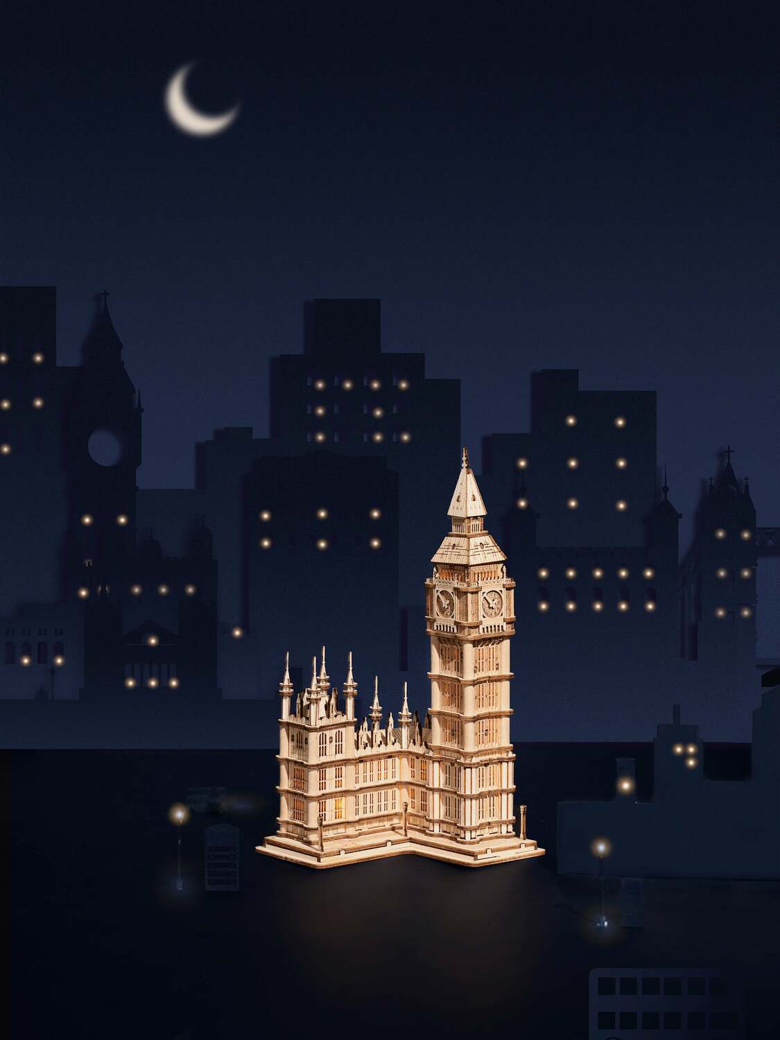 3D Modern Wooden Puzzle - Big Ben with LED Lights