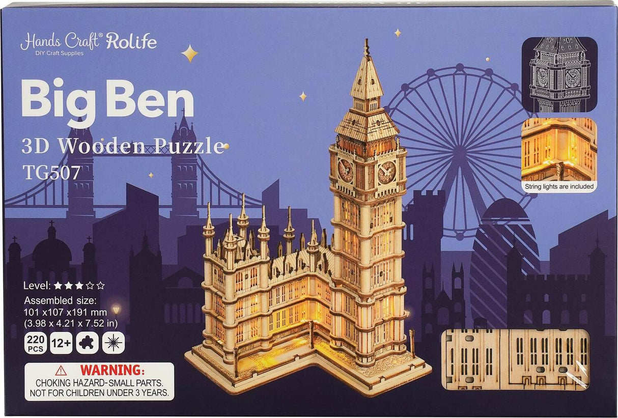 3D Modern Wooden Puzzle - Big Ben with LED Lights