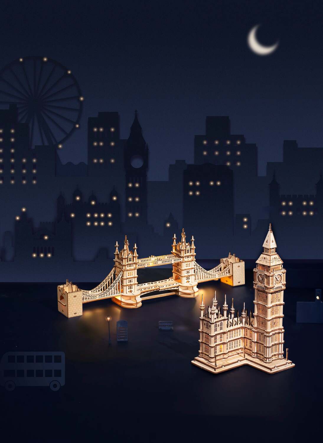 3D Modern Wooden Puzzle - Big Ben with LED Lights