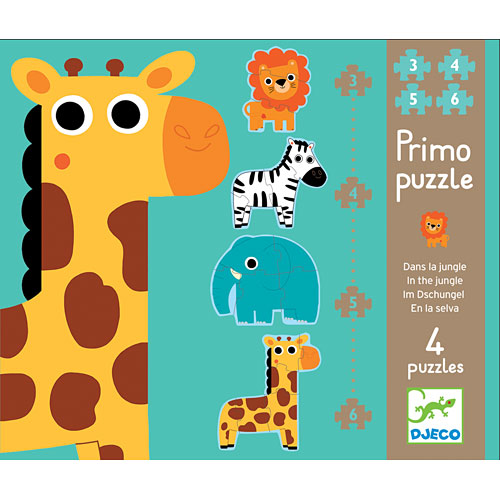 Djeco In the Jungle 4 Puzzles 3,4,5,6pcs