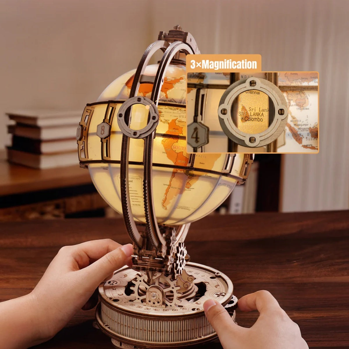 Luminous Globe 3D Wooden Puzzle, Electric Version