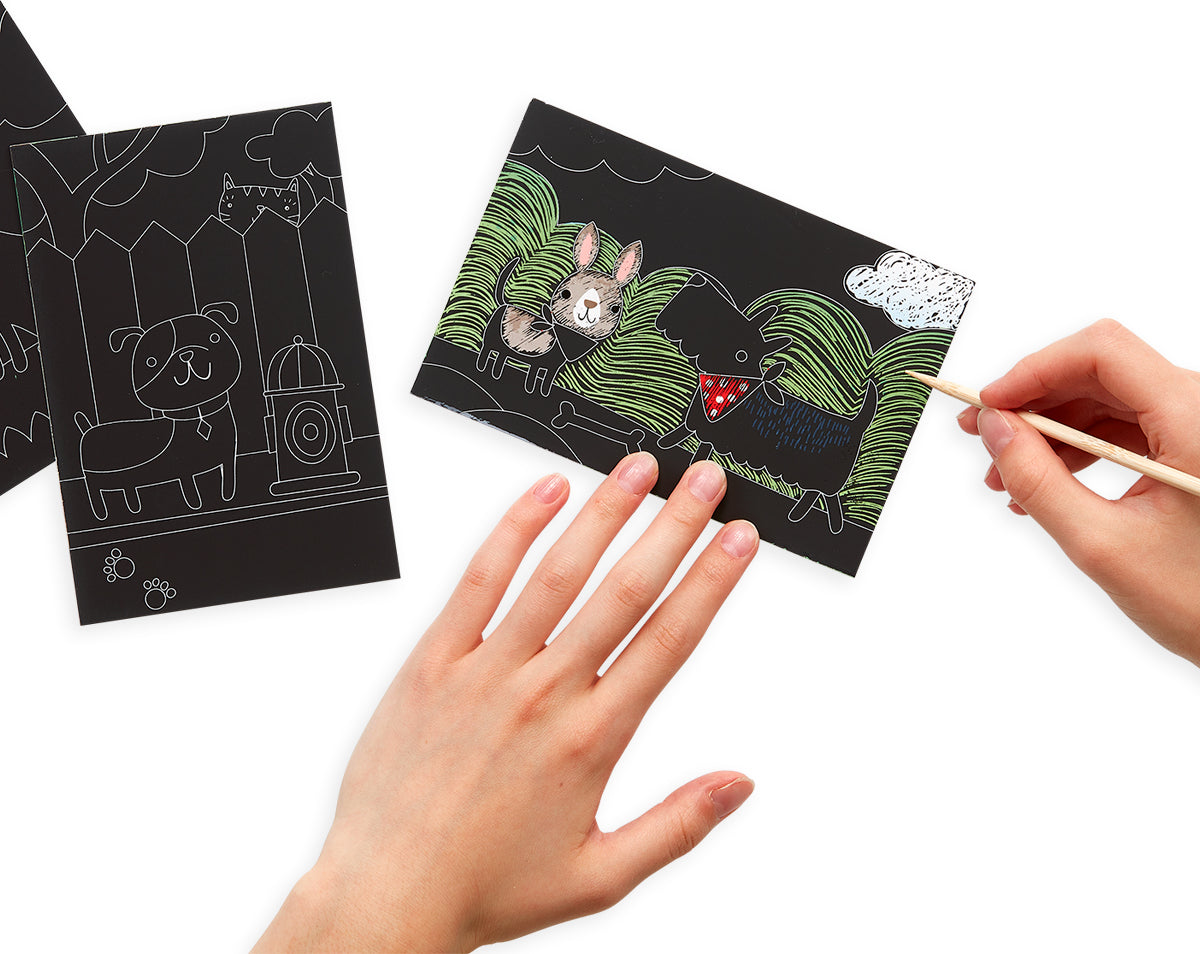 Playful Pups Scratch And Scribble Mini Scratch Art Kit