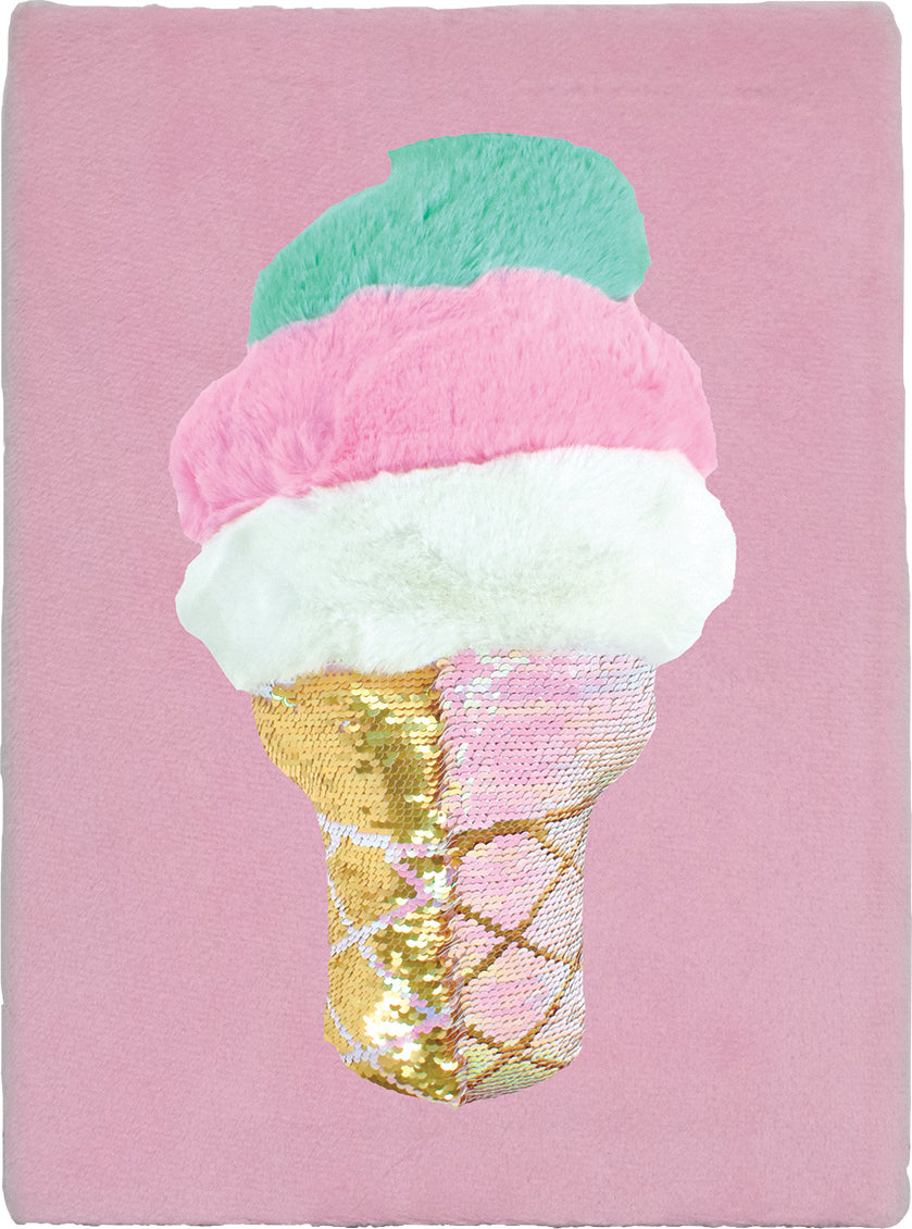 Swirl Cone Furry Sequin Journal