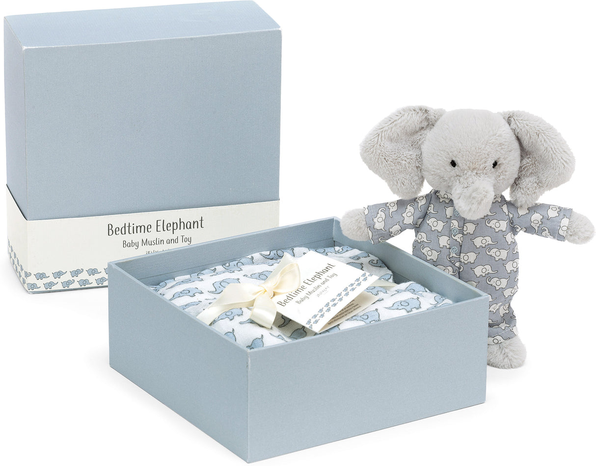 JellyCats Bedtime Elephant Baby & Muslin Set