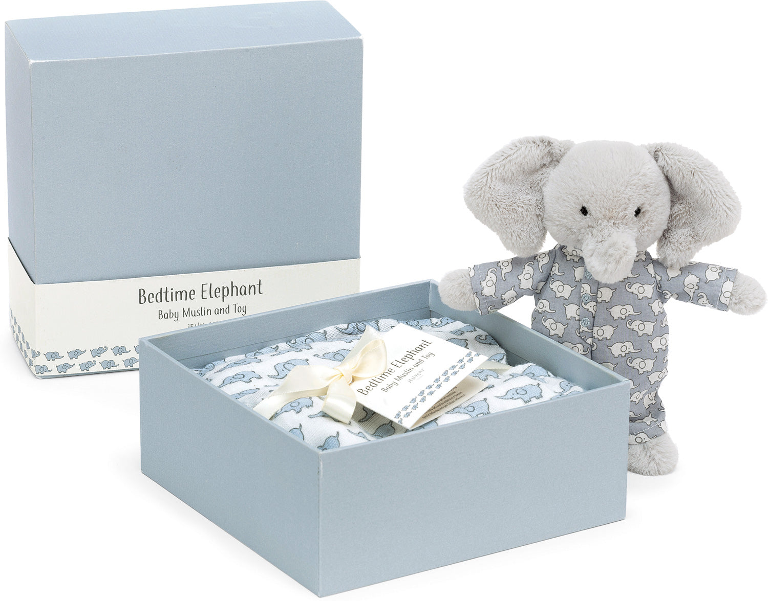 JellyCats Bedtime Elephant Baby & Muslin Set