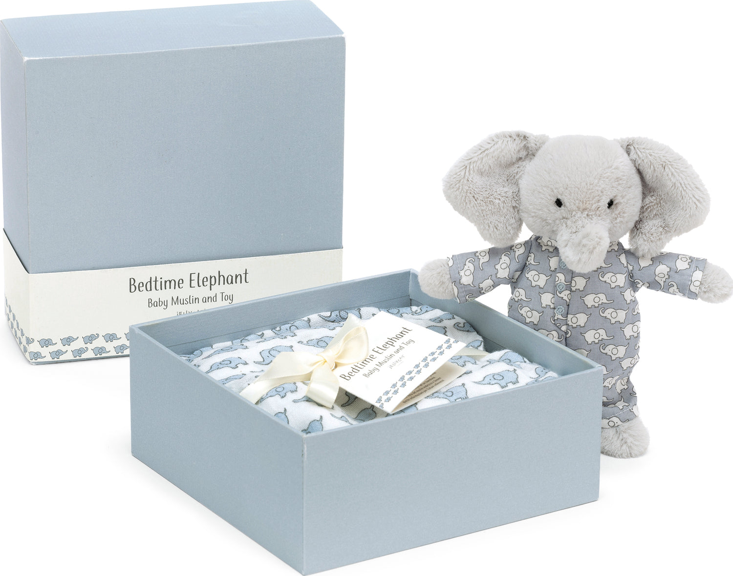 JellyCats Bedtime Elephant Baby & Muslin Set