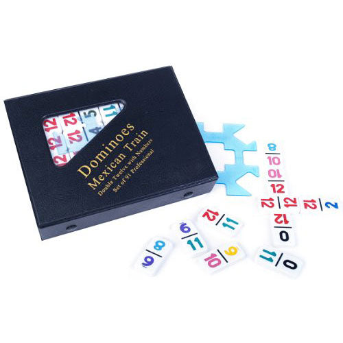 Mexican Train Double Twelve Dominoes with Numbered Tiles