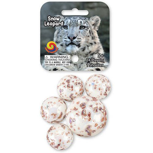 Snow Leopard Game Net Set 25 Piece Glass Mega Marbles