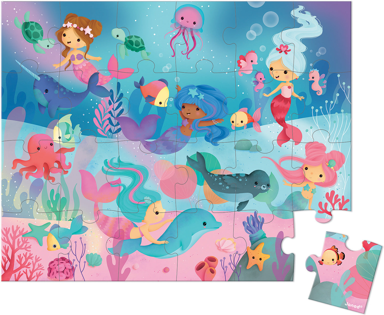 Hat Boxed 24 Pcs Puzzle Mermaids