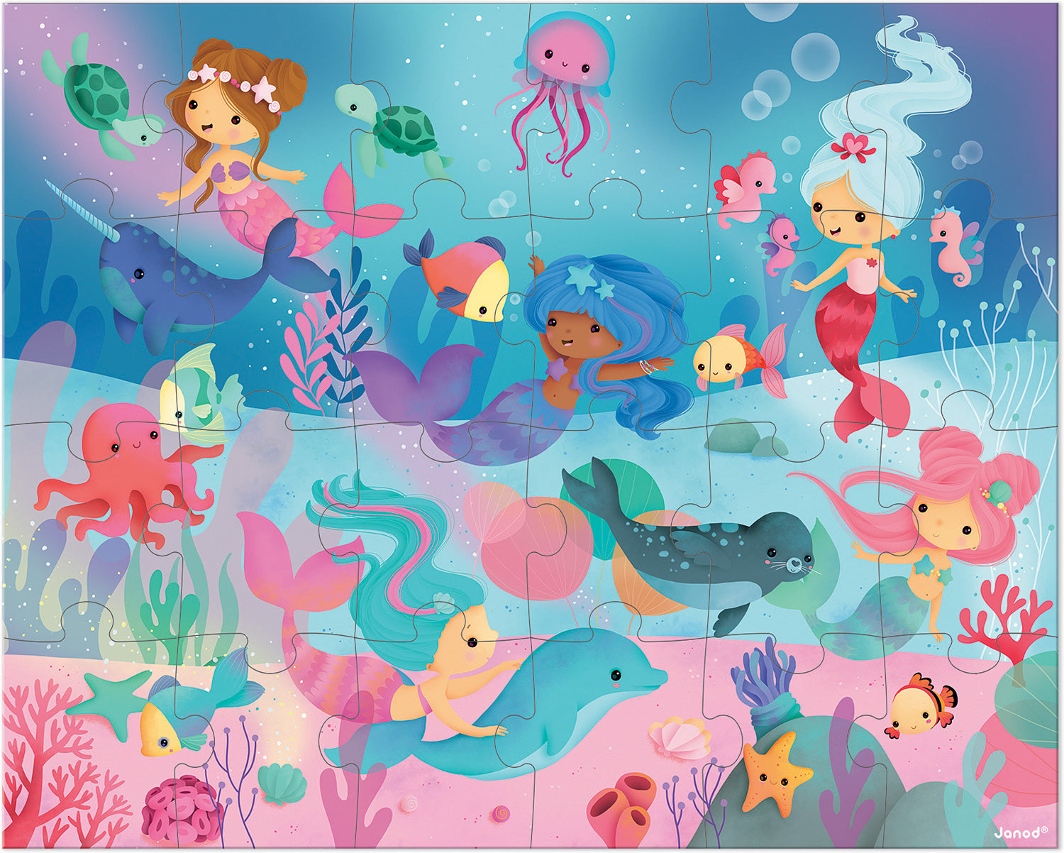 Hat Boxed 24 Pcs Puzzle Mermaids