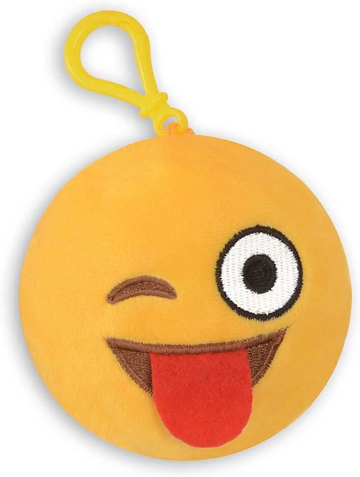 Emoji Plush Keychain Squeeze & Sound - Wink