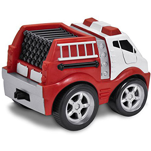 Kid Galaxy Squeezable Pull Back Fire Truck. Toddler Wind Up Toy Kids Age 2 and Up
