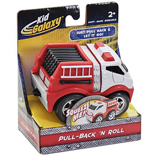 Kid Galaxy Squeezable Pull Back Fire Truck. Toddler Wind Up Toy Kids Age 2 and Up