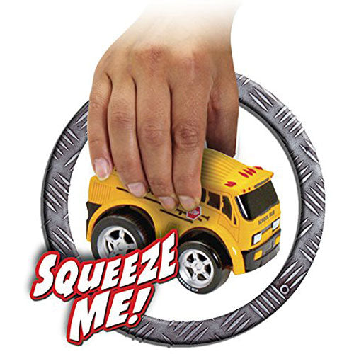 Kid Galaxy Squeezable Pull Back School Bus. Toddler Wind Up Toy for Kids Age 2 and Up
