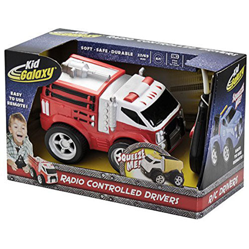 Kid Galaxy Squeezable Remote Control Fire Truck. RC Toy for Preschool Kids Ages 2 and Up, Red