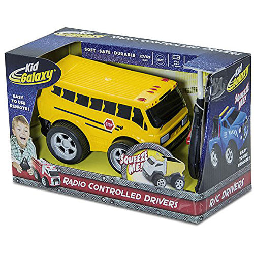 Kid Galaxy Squeezable RC School Bus. Remote Control Toy Car for Toddlers Age 2 and Up, Yellow