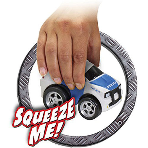 Kid Galaxy Squeezable Pull Back Police Car. Toddler Emergency Vehicle Toy for Kids Age 2 and Up