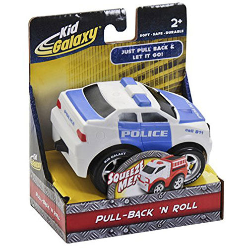 Kid Galaxy Squeezable Pull Back Police Car. Toddler Emergency Vehicle Toy for Kids Age 2 and Up