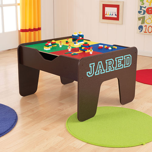 Espresso Activity Table w/ Lego Board & Train Set
