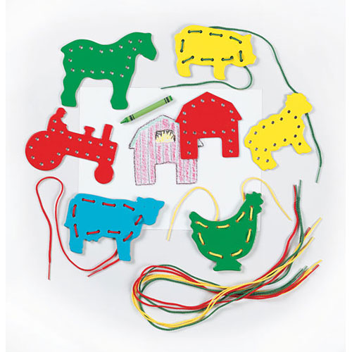 Lacing and Tracing Farm Shapes