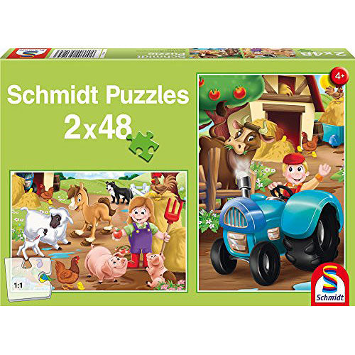 SCHMIDT Child 2 x 48 Farm Animals Puzzle (48-Piece)