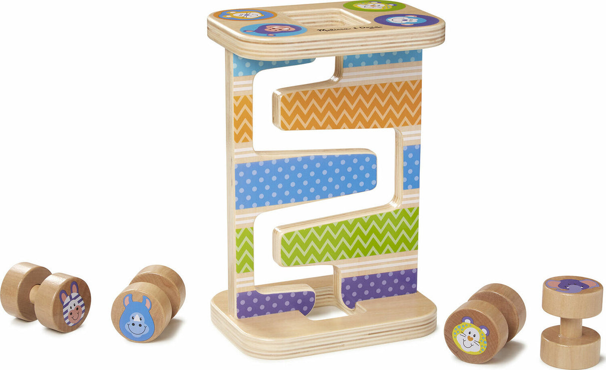 First Play Wooden Safari Zig-Zag Tower With 4 Rolling Pieces