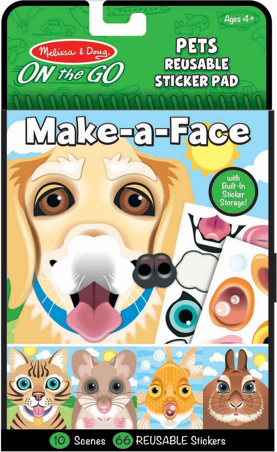 Make-a-Face - Pets Reusable Sticker Pad - On the Go Travel Activity