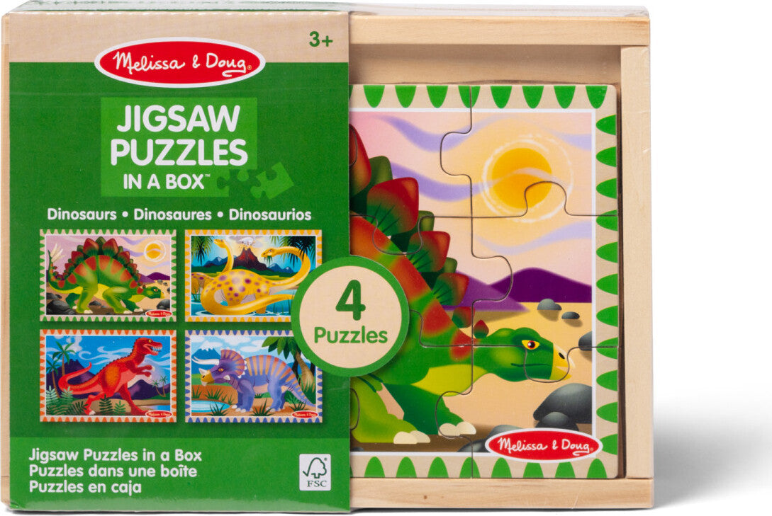 4 Dinosaur Puzzles in a Box