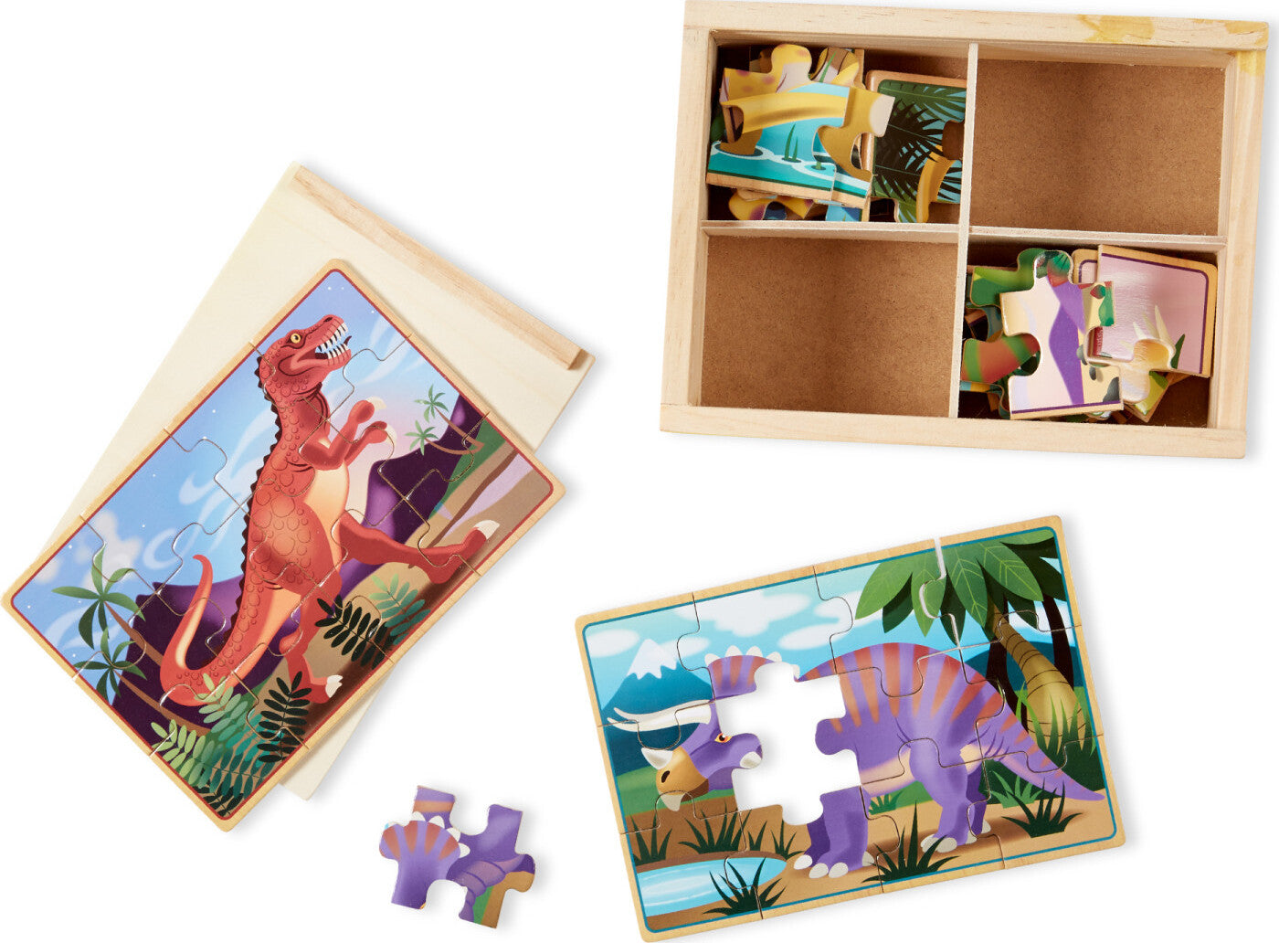 4 Dinosaur Puzzles in a Box
