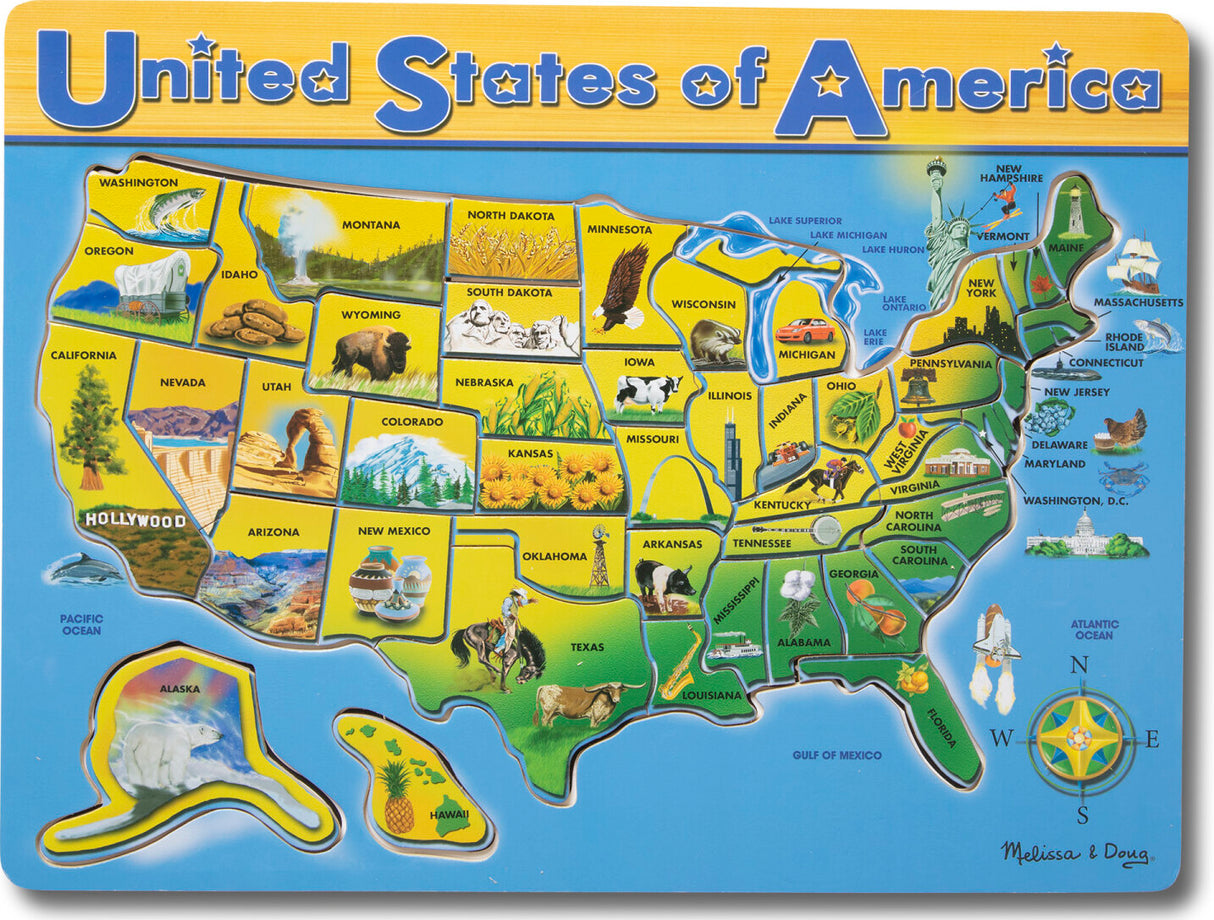 USA Map Wooden Jigsaw Puzzle
