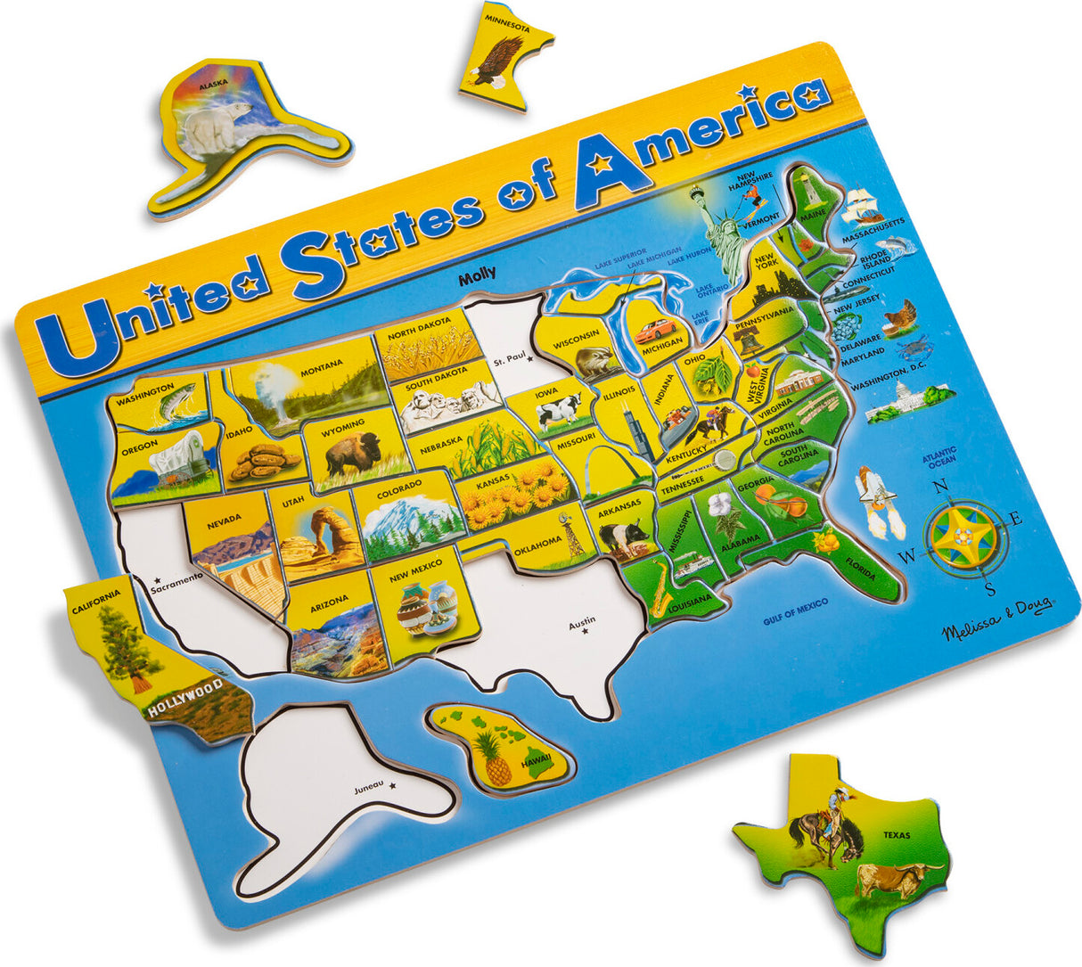 USA Map Wooden Jigsaw Puzzle