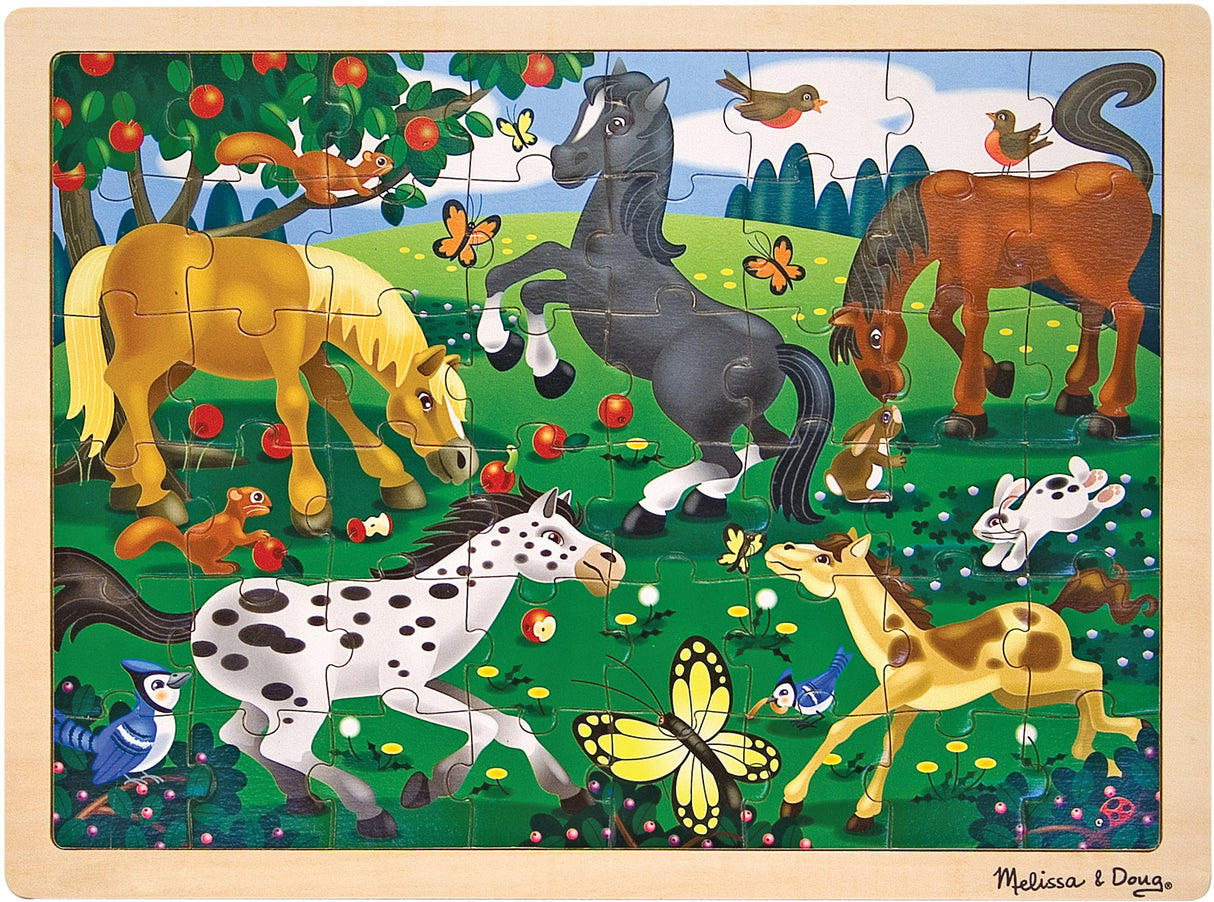 Frolicking Horses Wooden Puzzle 48 pc