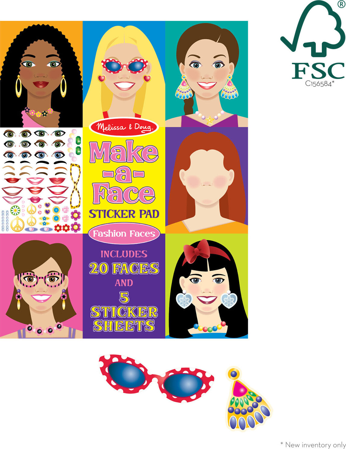 Make-A-Face Fashion Faces Sticker Pad