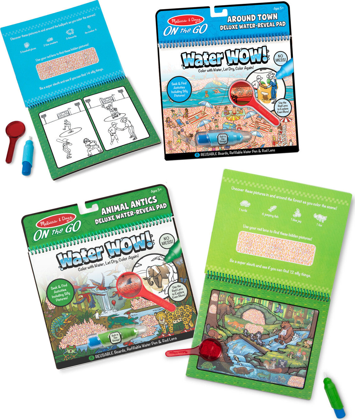 Water Wow! Animal Antics Deluxe Water-Reveal Pad - On the Go Travel Activity