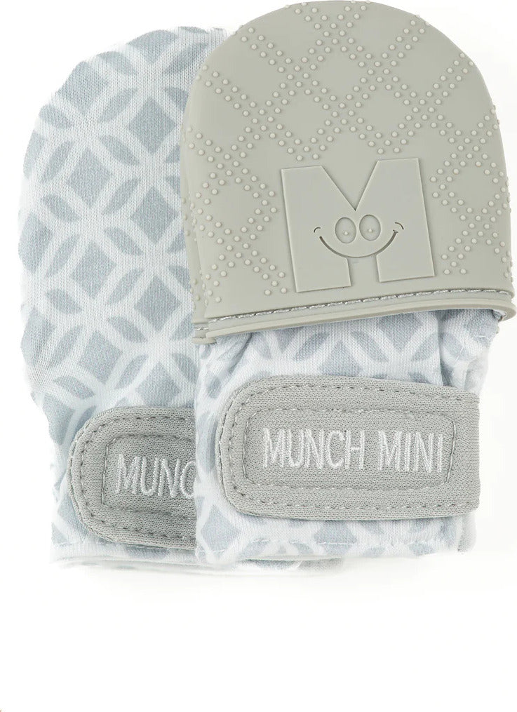 Munch Minis - Teething and Anti-Scratch Mitts (Grey Geo)