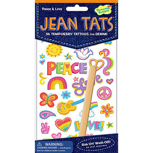 Peaceable Kingdom Jean Tats Peace and Love Temporary Tattoos for Fabric