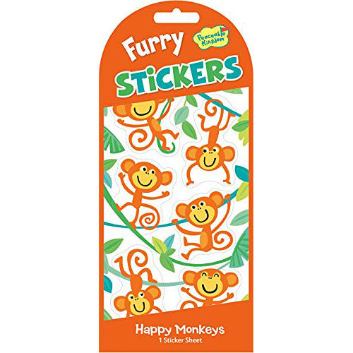 Peaceable Kingdom Furry Orange Monkeys Sticker Pack