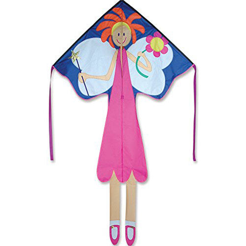 Kite - Large Easy Flyer - Fairy (46" X 90") with 300 Ft 30lb Test Kite String and Winder