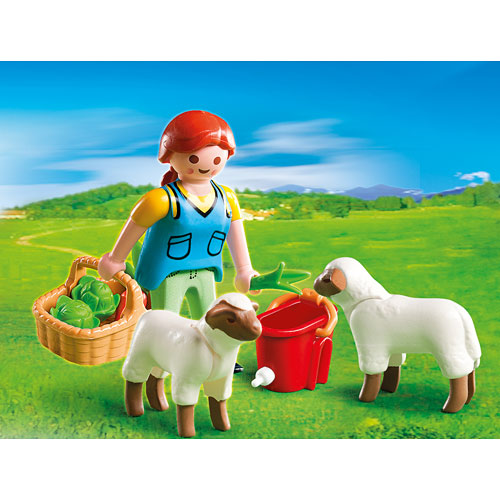 Playmobil Country Woman With Sheep Feed