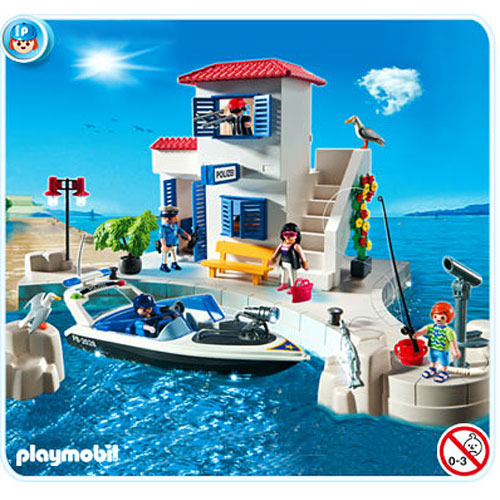 Playmobil 5128 Harbor Police Station with Speedboat