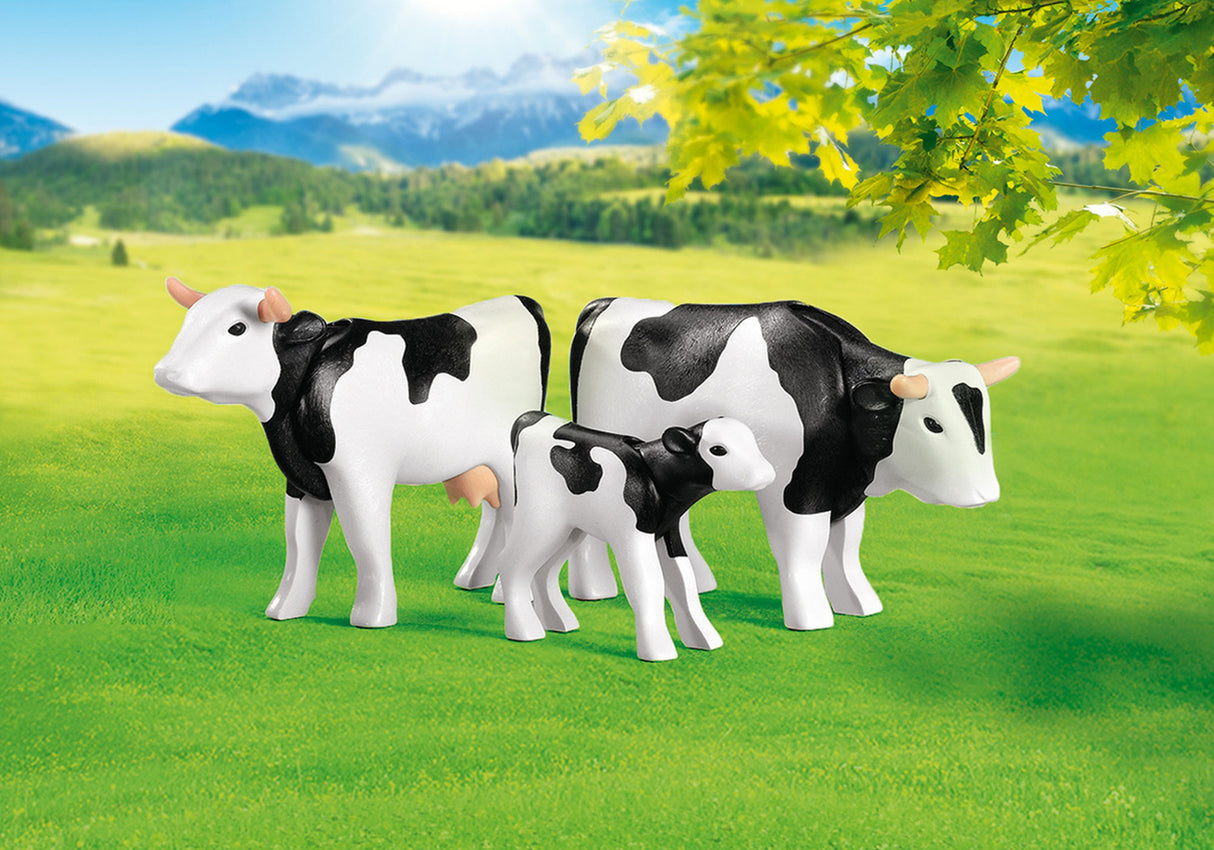 Playmobil 2 Cows with Calf (Black/ White)