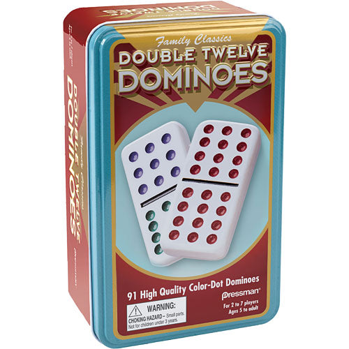 Double Twelve Color Dot Dominoes (in tin)