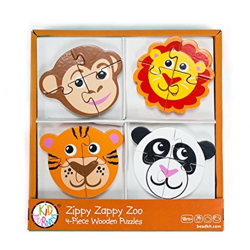 Bead Bazaar Animal Theme Wooden Puzzle, 4 Piece