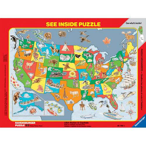 USA States and Capitals See Inside Puzzle 63 pcs