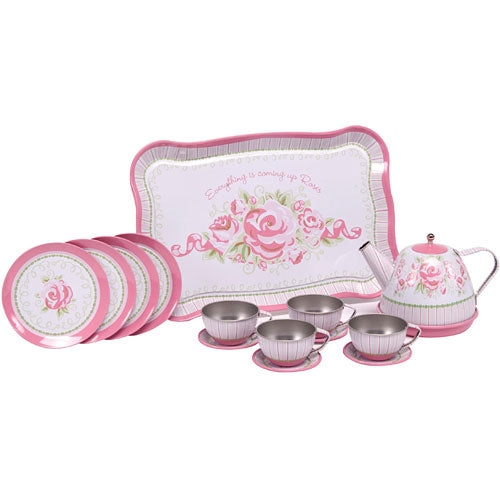 Rose Tea Set in Basket