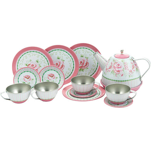Rose Tea Set in Basket