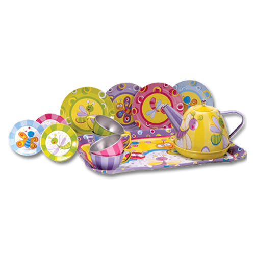 summer bugs tin tea set