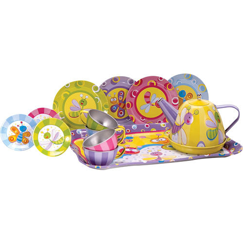 summer bugs tin tea set